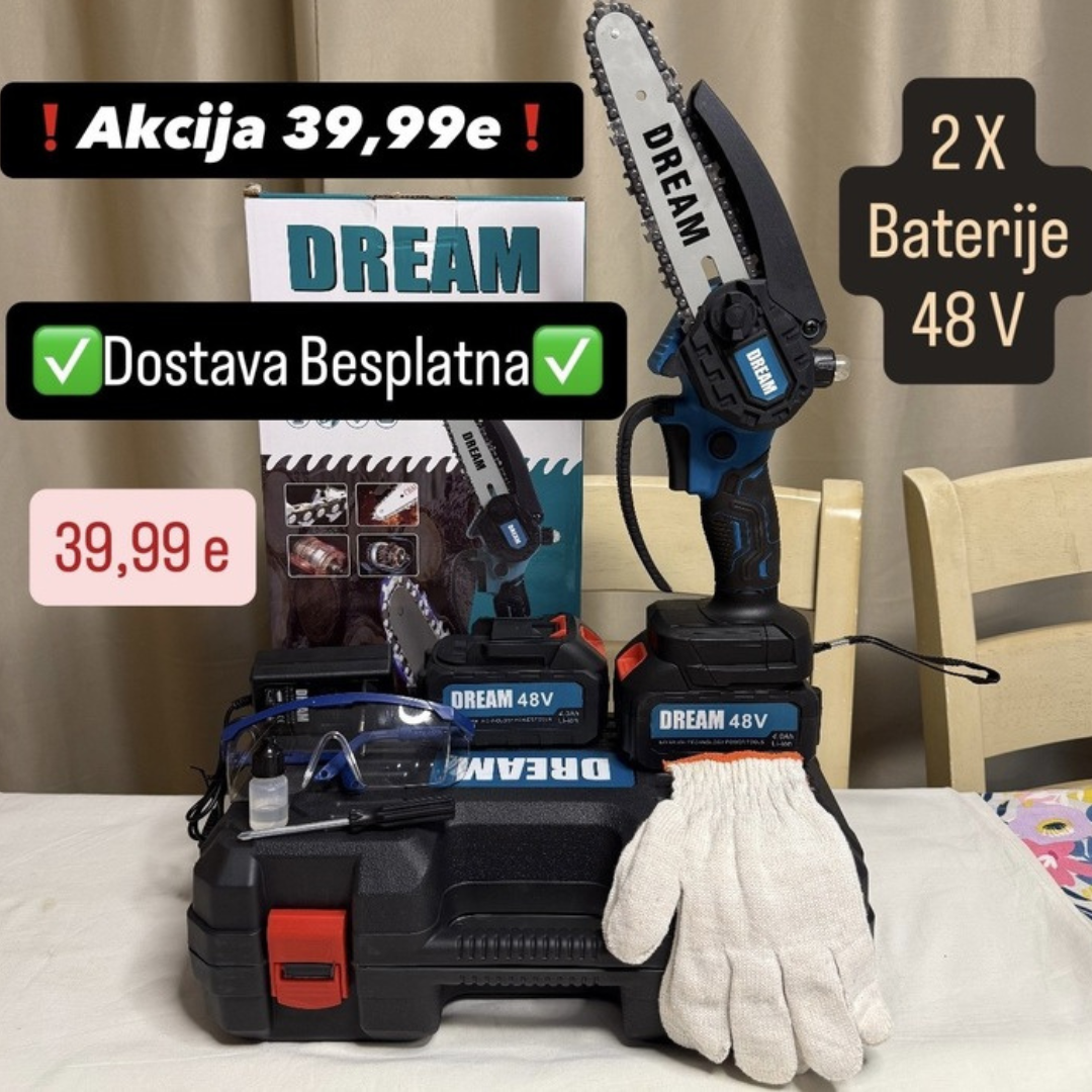 DREAM aku motorna testera 6” – 48V (set sa 2 baterije)