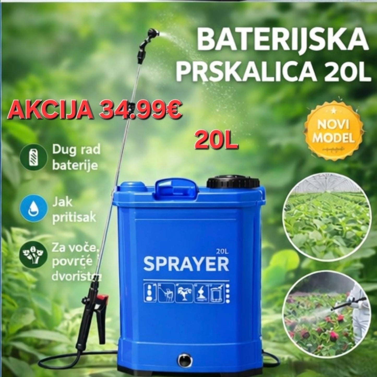 Leđna akumulatorska prskalica (2u1)  20Litara