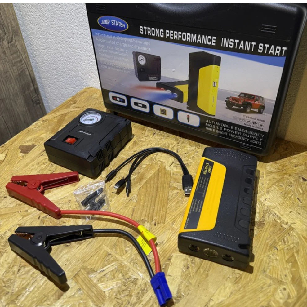 Jump Starter 3u1 višenamjenski set starter za akumulator i kompresor za auto velike snage